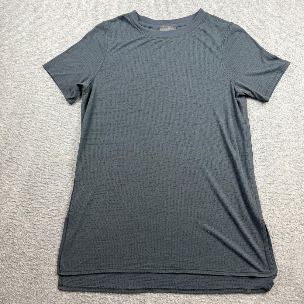 Lululemon Women's 8 Short Sleeve Textured Knit High-Low Athletic Top Gray Black